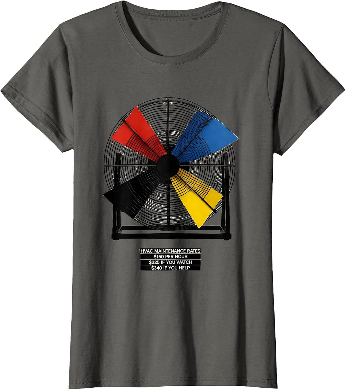 Women's HVAC Maintenance Rates Funny HVAC Technician Trade Humor T-Shirt - Asphalt Grey