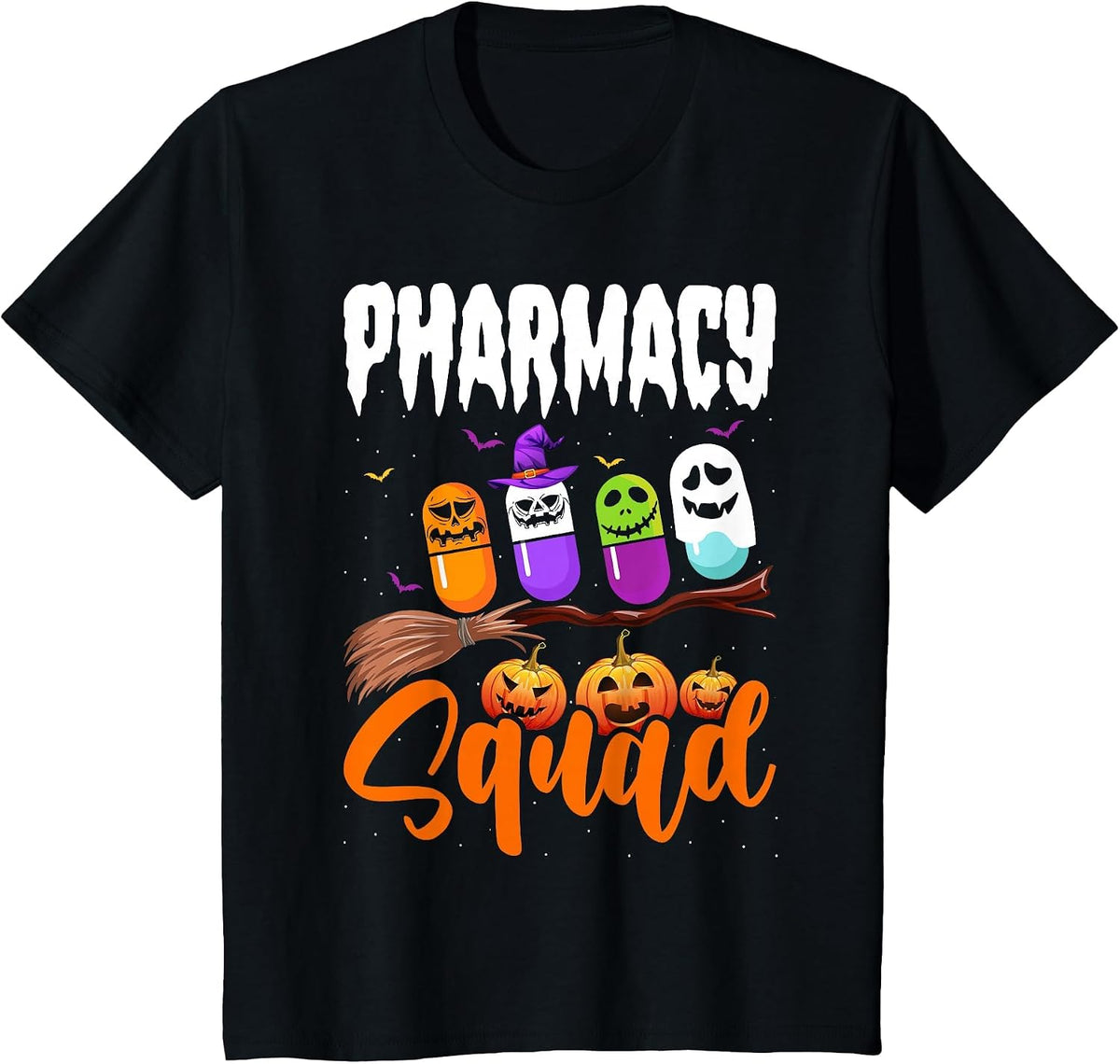 Funny Pills Pharmacy Squad Pharmacist Technician Halloween T-Shirt - Black
