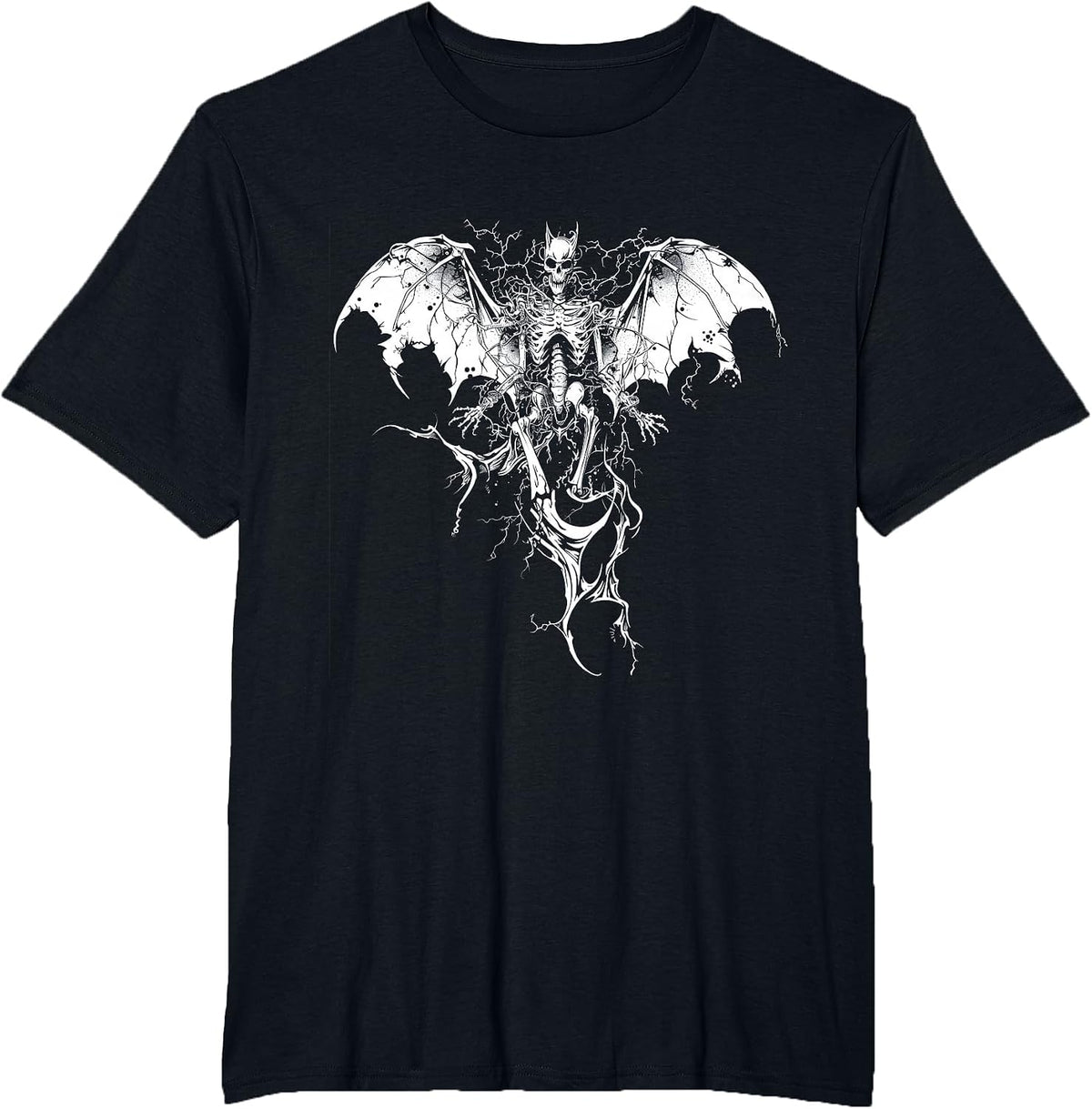 Dark and Bold Skull Music Design for Rock and Goth Fans T-Shirt - Black