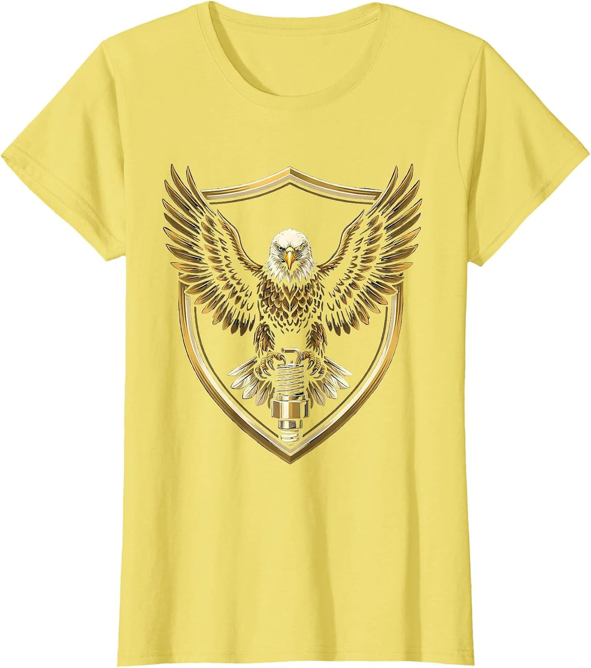 Women's Valley Forge Automotive Bald Eagle Spark Plug T-Shirt - Lemon Yellow