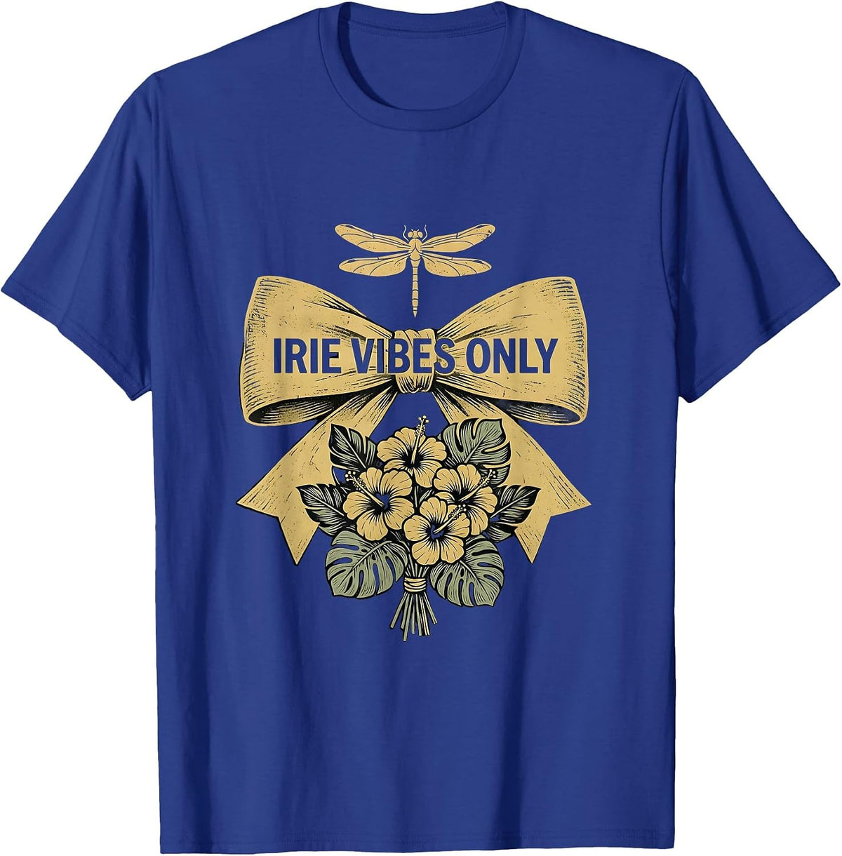 Irie Vibes Only Jamaican Reggae Design T-Shirt - Royal Blue