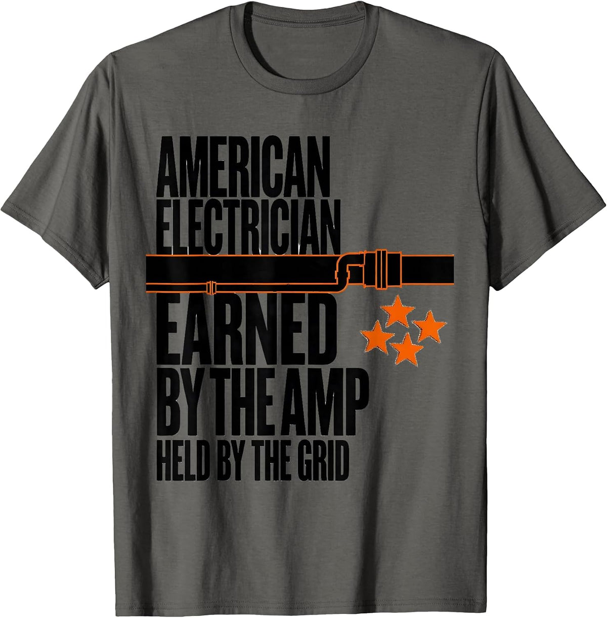 Men's American Electrician: Earned By The Amp, Held By The Grid T-Shirt - Asphalt Grey