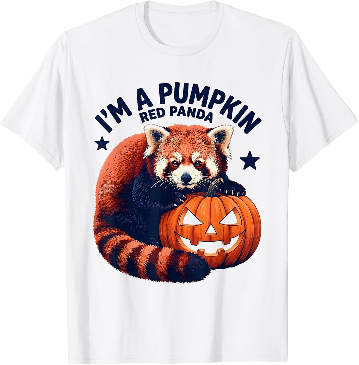 Men's I'm a Pumpkin Red Panda Cute Kawaii Animal Halloween Costume T-Shirt - White