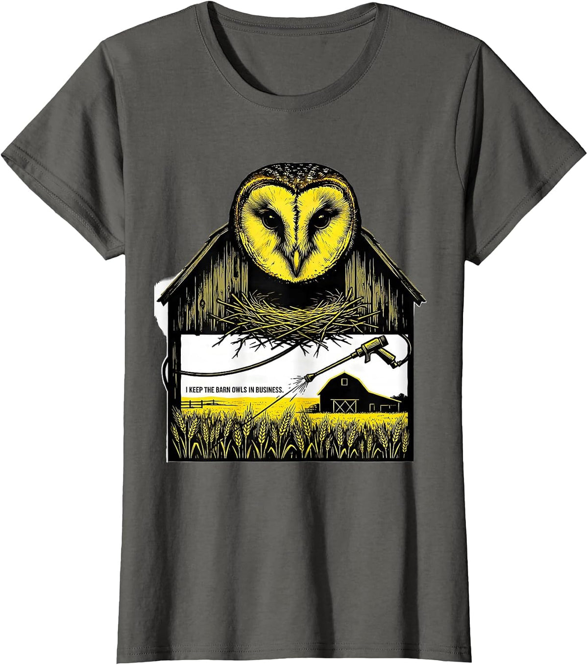 Women's I Keep The Barn Owls In Business Funny Owl Lover T-Shirt - Asphalt Grey