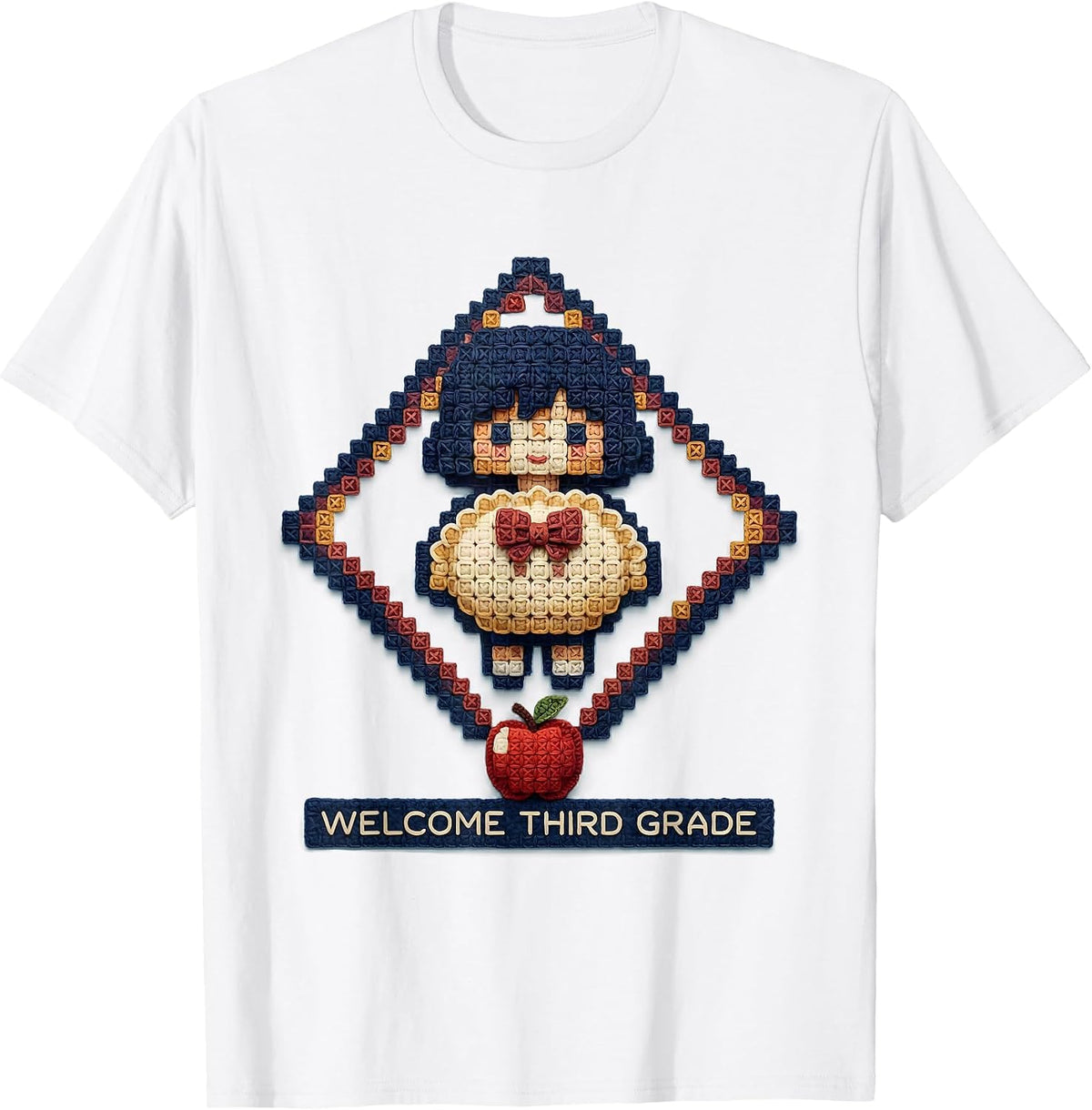Men's Welcome Third Grade Cute Dumpling Girl Back to School T-Shirt - White