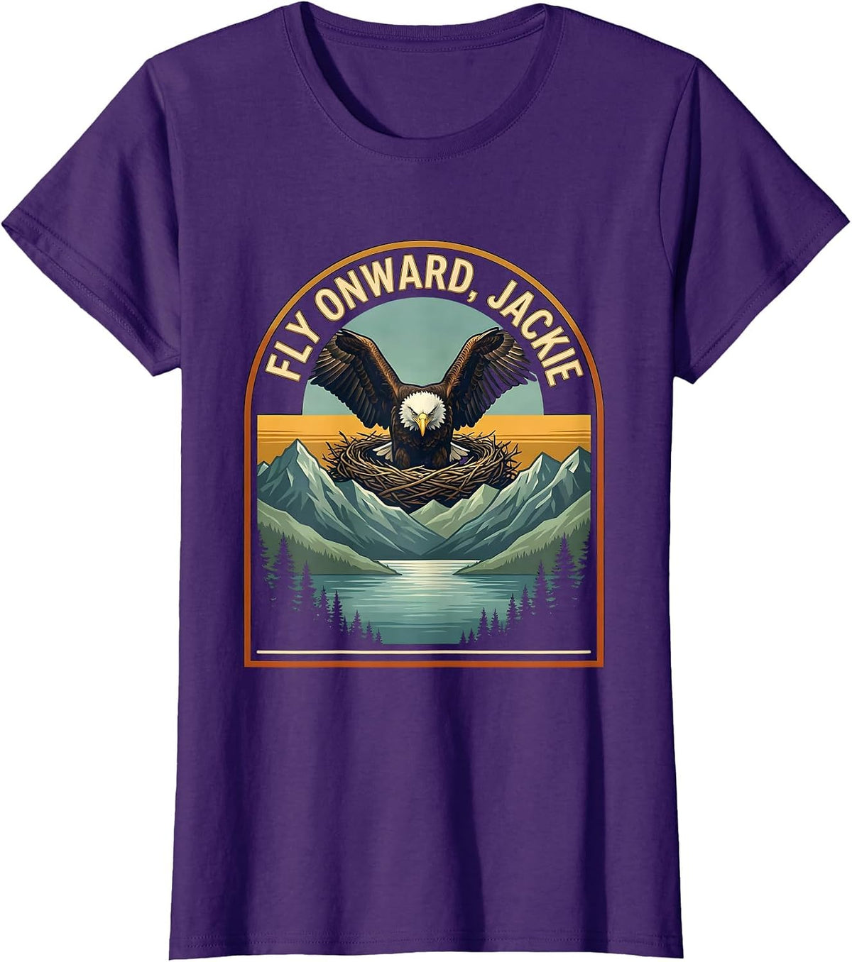 Women's Fly Onward Jackie Vintage Bald Eagle Memorial Tribute T-Shirt - Purple
