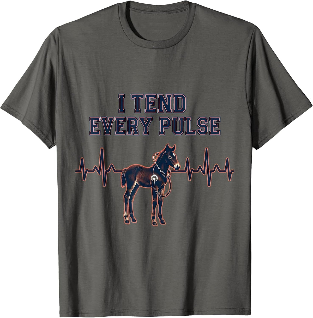 I Tend Every Pulse Veterinary Tech Vet Halloween Occupation T-Shirt - Asphalt Grey