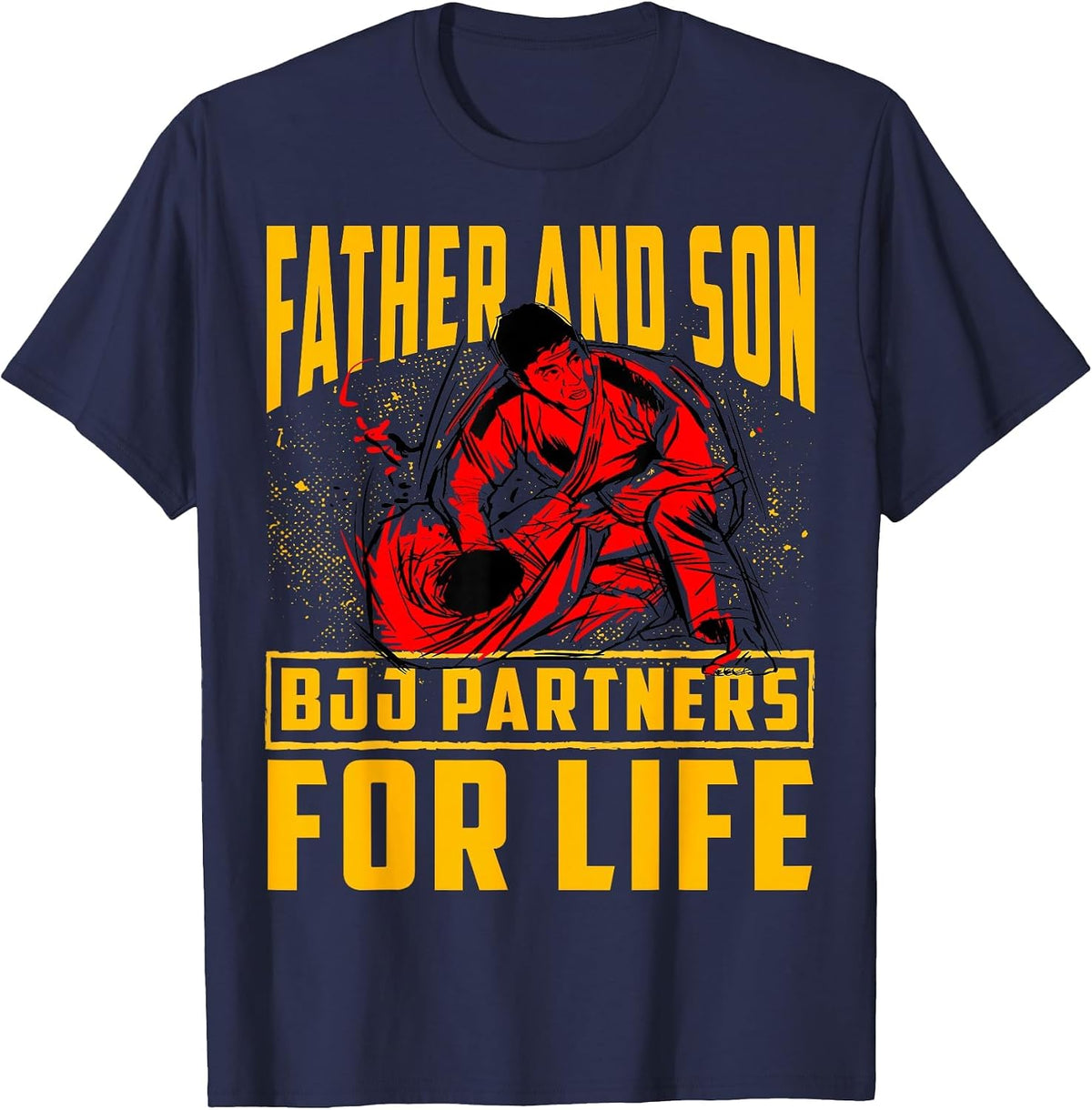 Father and Son BJJ Partners for Life Brazilian Jiu-Jitsu T-Shirt - Navy Blue
