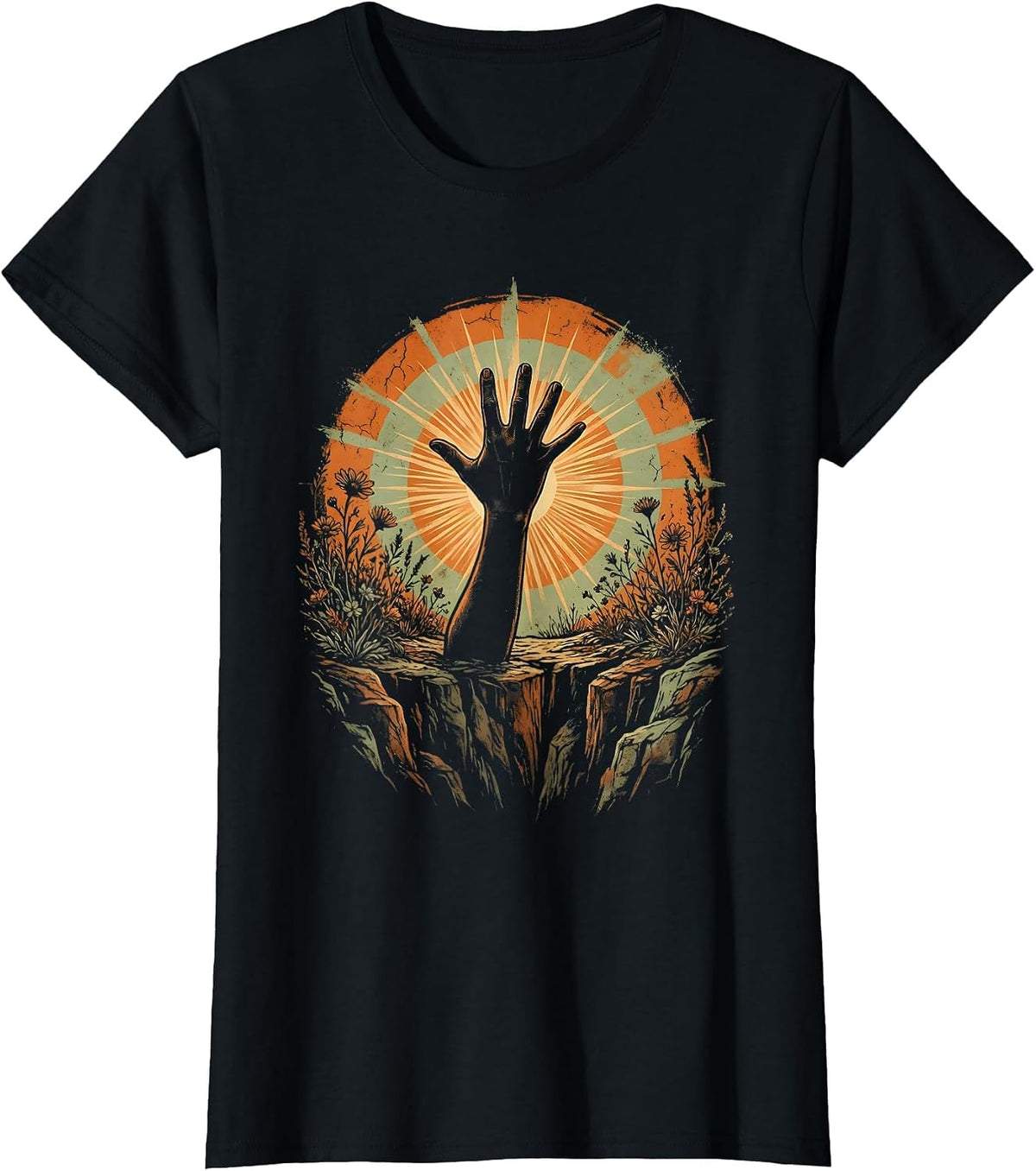 Rock Climber Reaching the Summit Graphic T-Shirt - Black