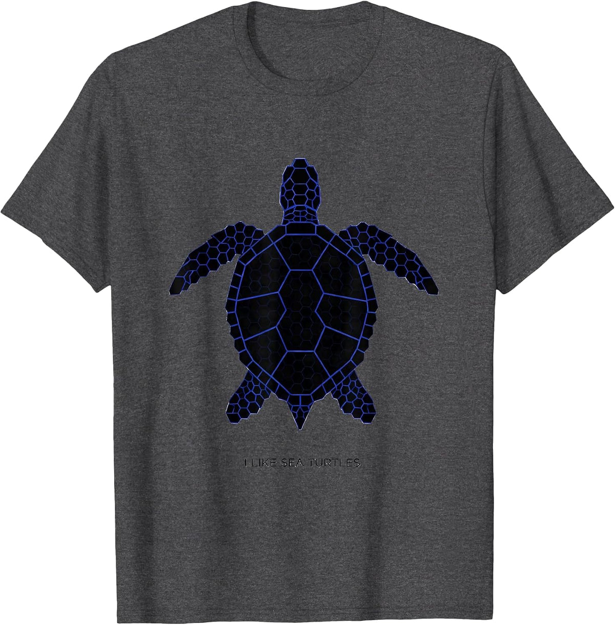 Men's I Like Sea Turtles Geometric Sea Turtle Lover Animal Humor T-Shirt - Dark Heather Grey