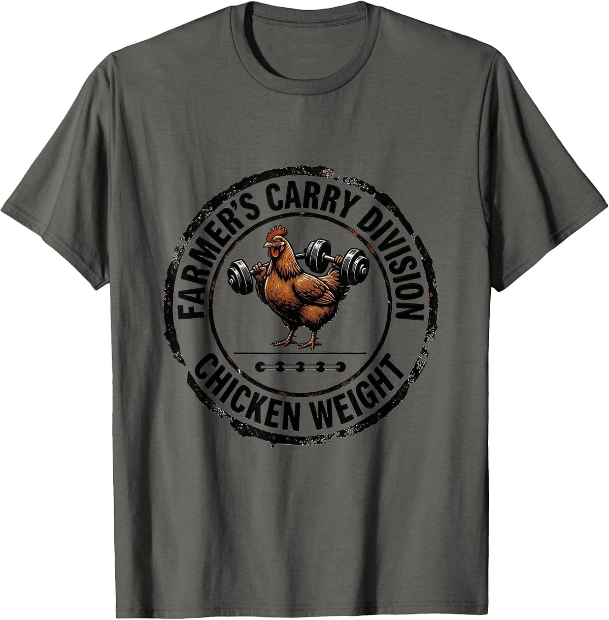 Men's Farmer's Carry Division: Chicken Weight Funny Gym T-Shirt - Asphalt Grey