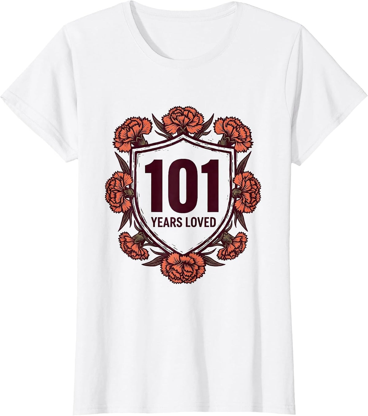 101 Years Loved Floral Milestone Birthday Women 101st Age T-Shirt - White