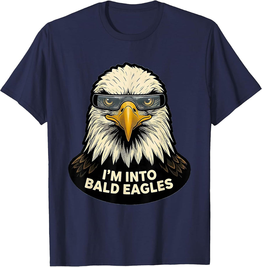 I'm Into Bald Eagles Retro Cartoon Eagle Lover Humor T-Shirt - Navy Blue
