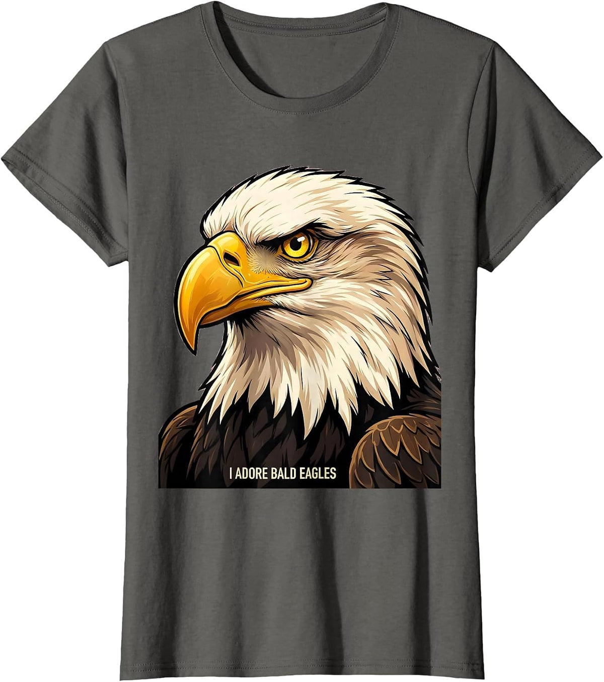 Women's I Adore Bald Eagles Cartoon Wildlife Lover Eagle Enthusiast T-Shirt - Asphalt Grey