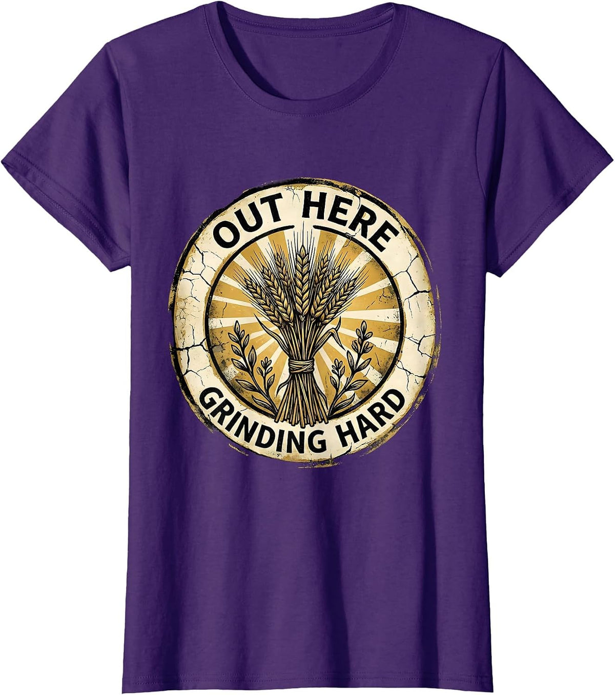 Women's Out Here Grinding Hard Hustle Graphic Design T-Shirt - Purple