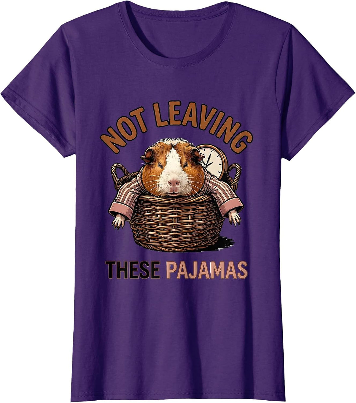 Women's Not Leaving These Pajamas Funny Animal Pajama Humor T-Shirt - Purple