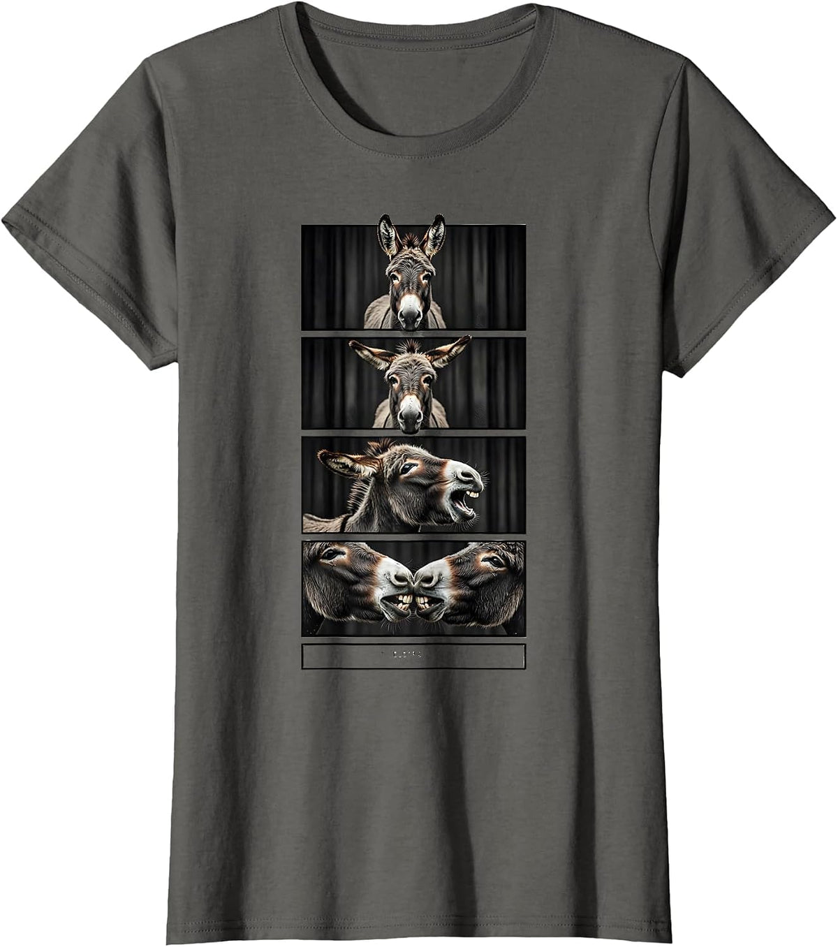 Women's BOOTH 2 Funny Donkey Photobooth Animal Lover Humor T-Shirt - Asphalt Grey