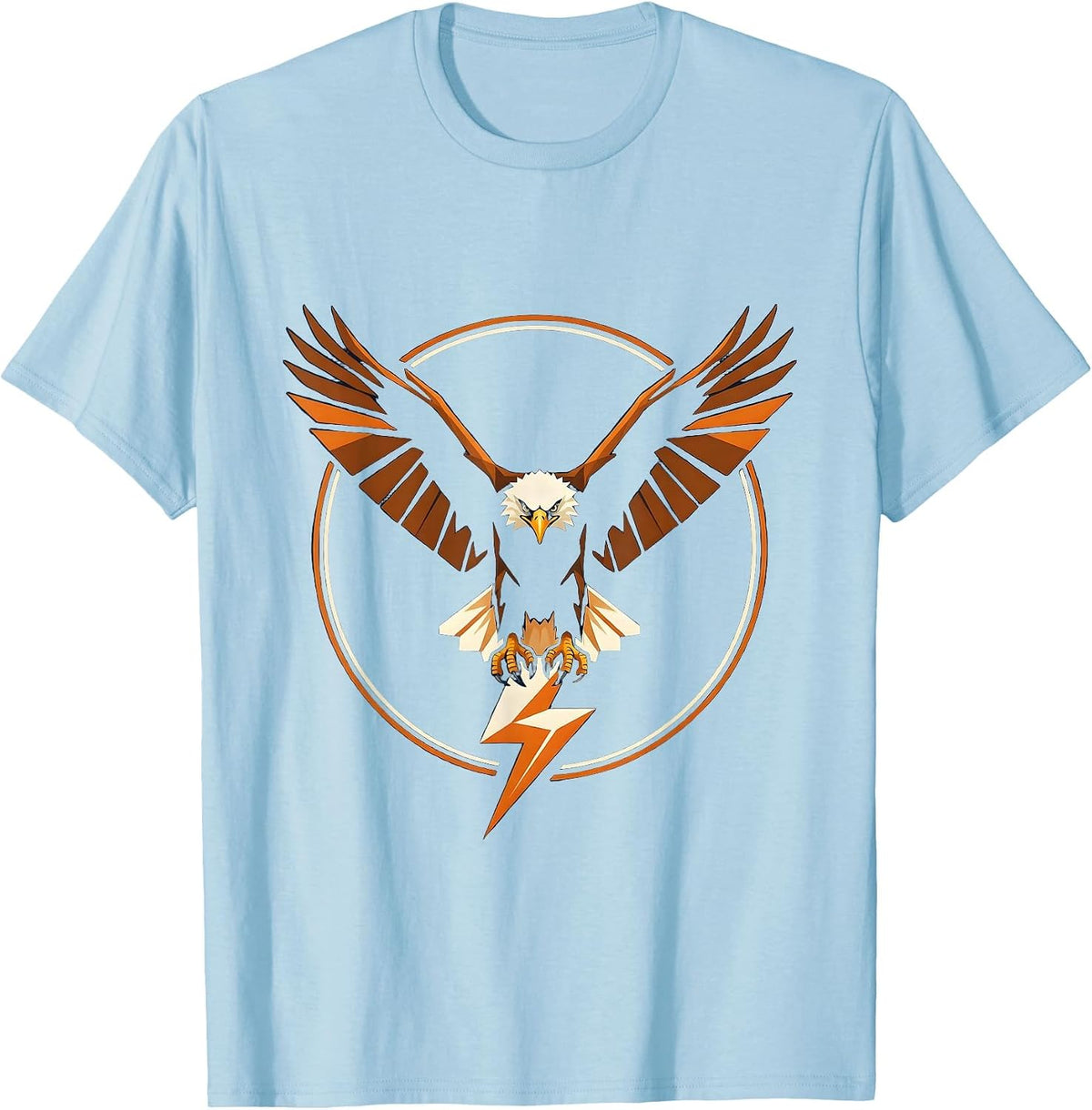 Bald Eagle Lightning Bolt Freedom Graphic T-Shirt - Baby Blue