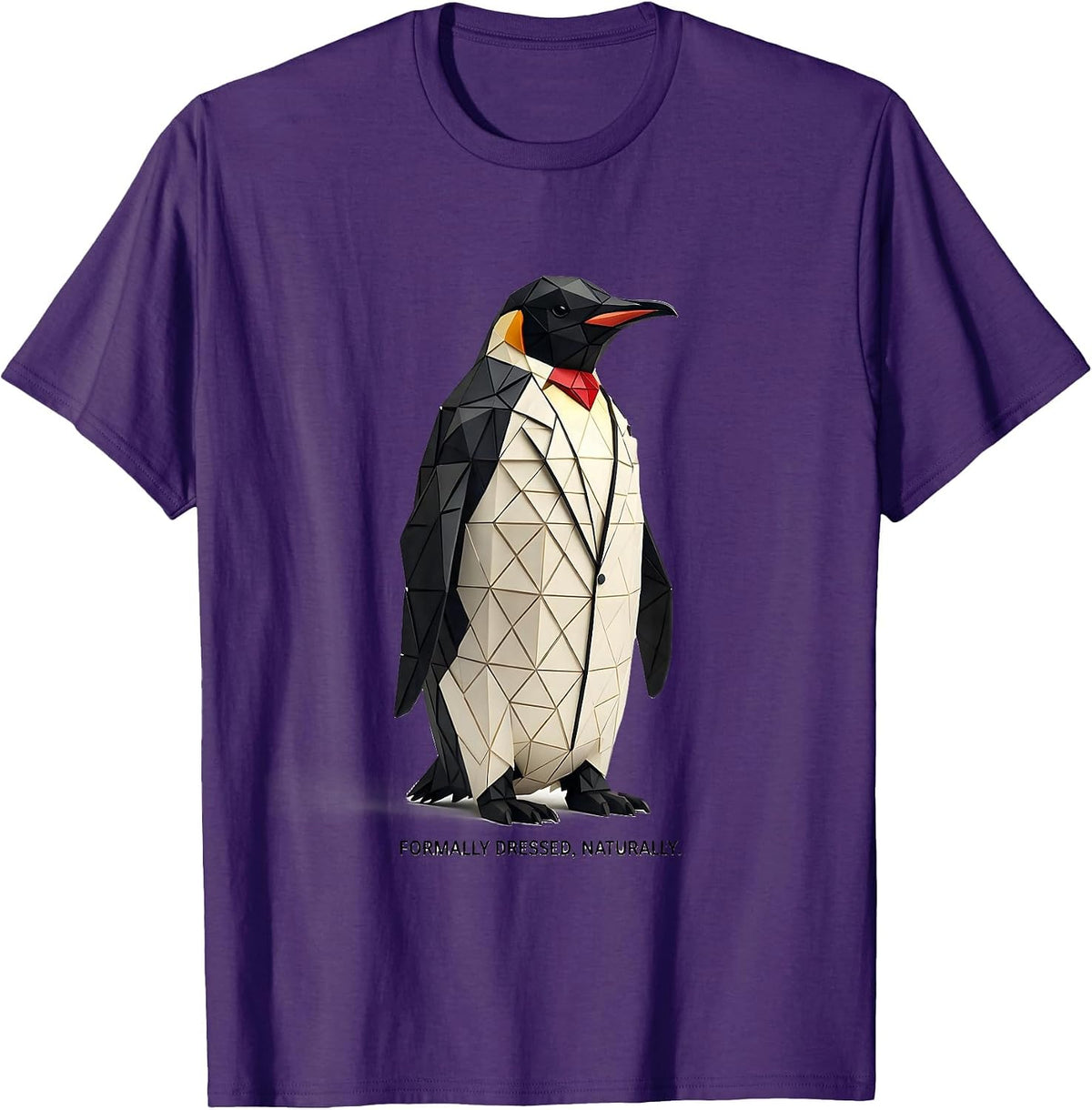 Men's Formally Dressed Naturally Geometric Penguin Lover Christmas T-Shirt - Purple