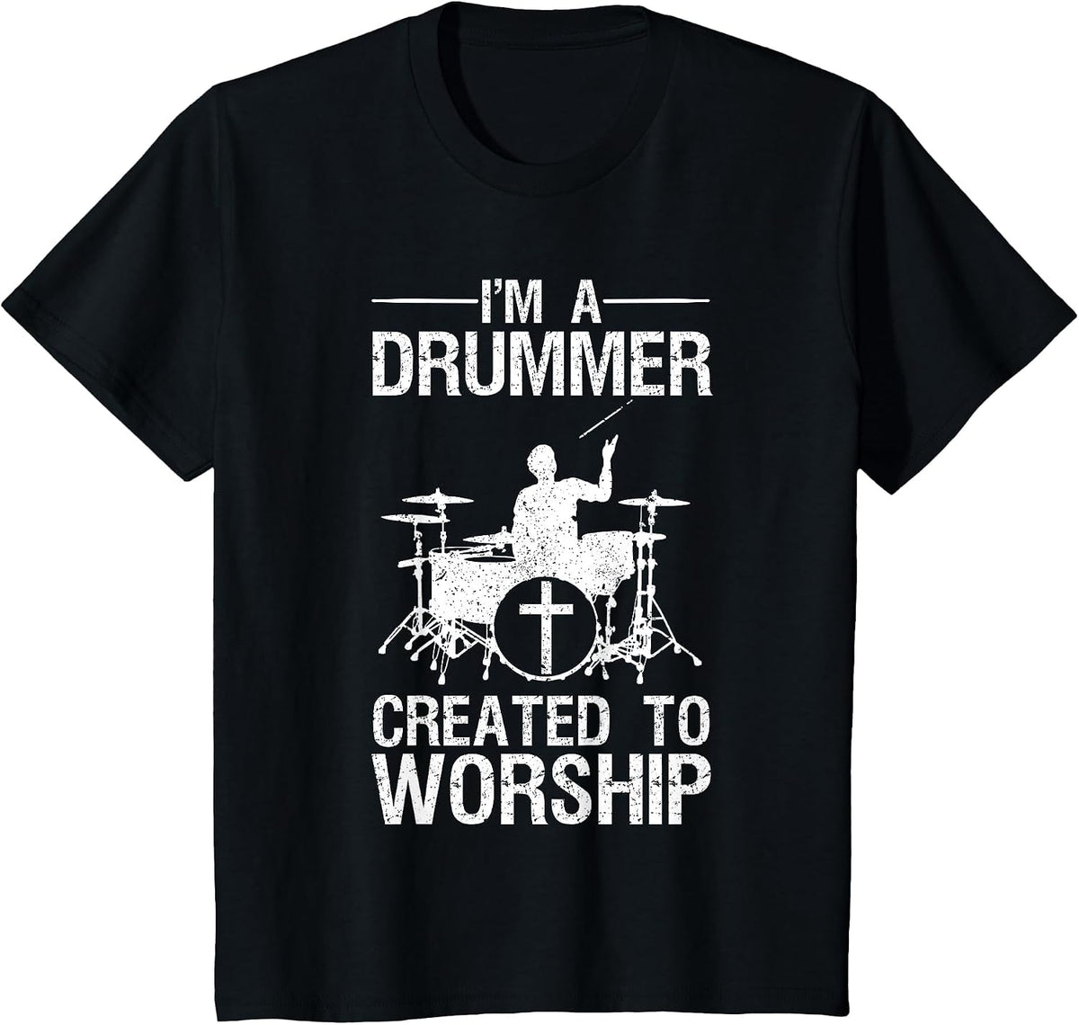 Funny Christian Drummer Art for Men Women Drum Player Lover T-Shirt - Black
