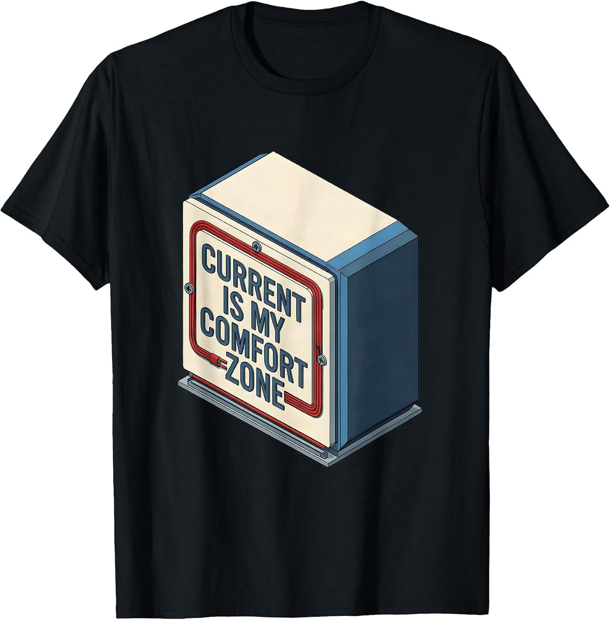 Men's Current Is My Comfort Zone Funny Electrician Skeleton Humor T-Shirt - Black