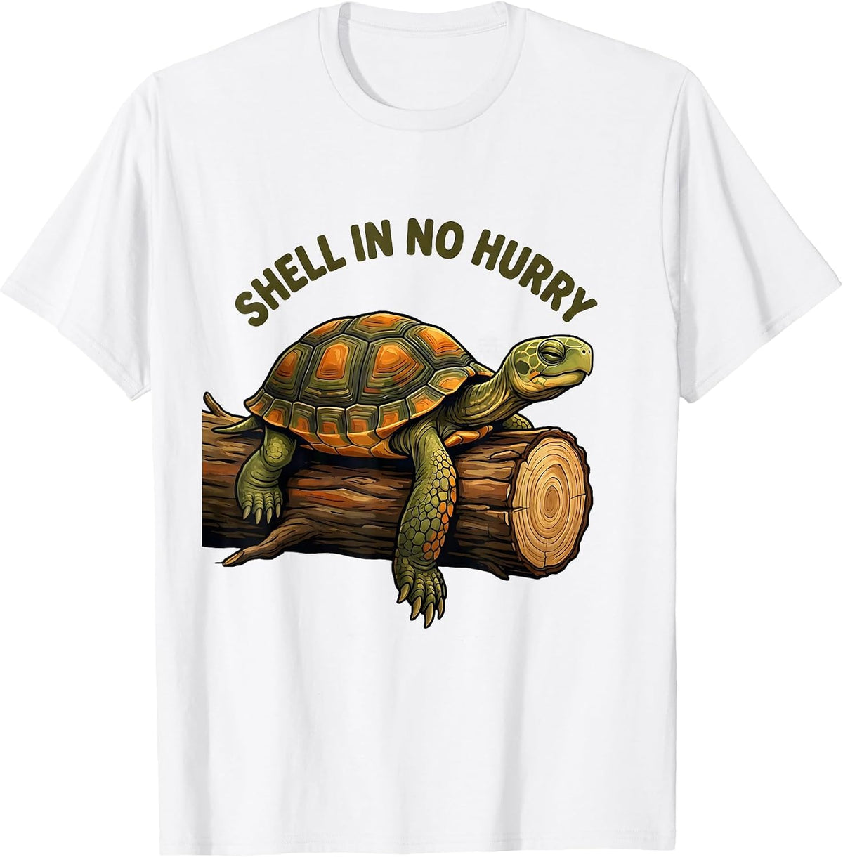 Men's Shell In No Hurry Funny Turtle Lover Reptile Enthusiast Gift T-Shirt - White