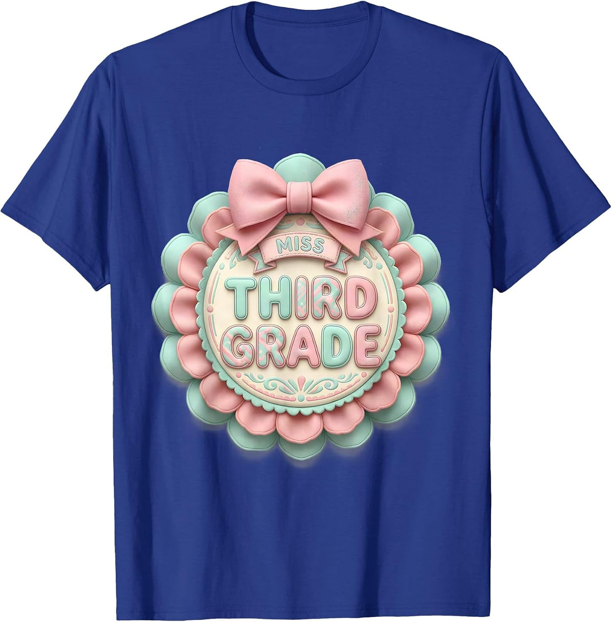 Men's Miss Third Grade Cute Kawaii Bow Back To School T-Shirt - Royal Blue