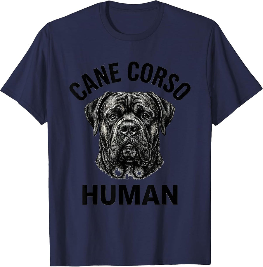 Cane Corso Human Monochromatic Dog Owner Pride T-Shirt - Navy Blue