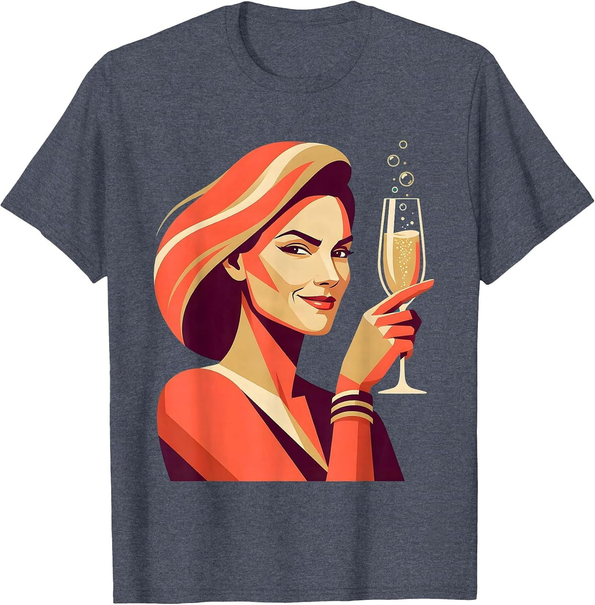 Sarcastic Solo Toast Champagne Celebration Art T-Shirt - Heather Blue
