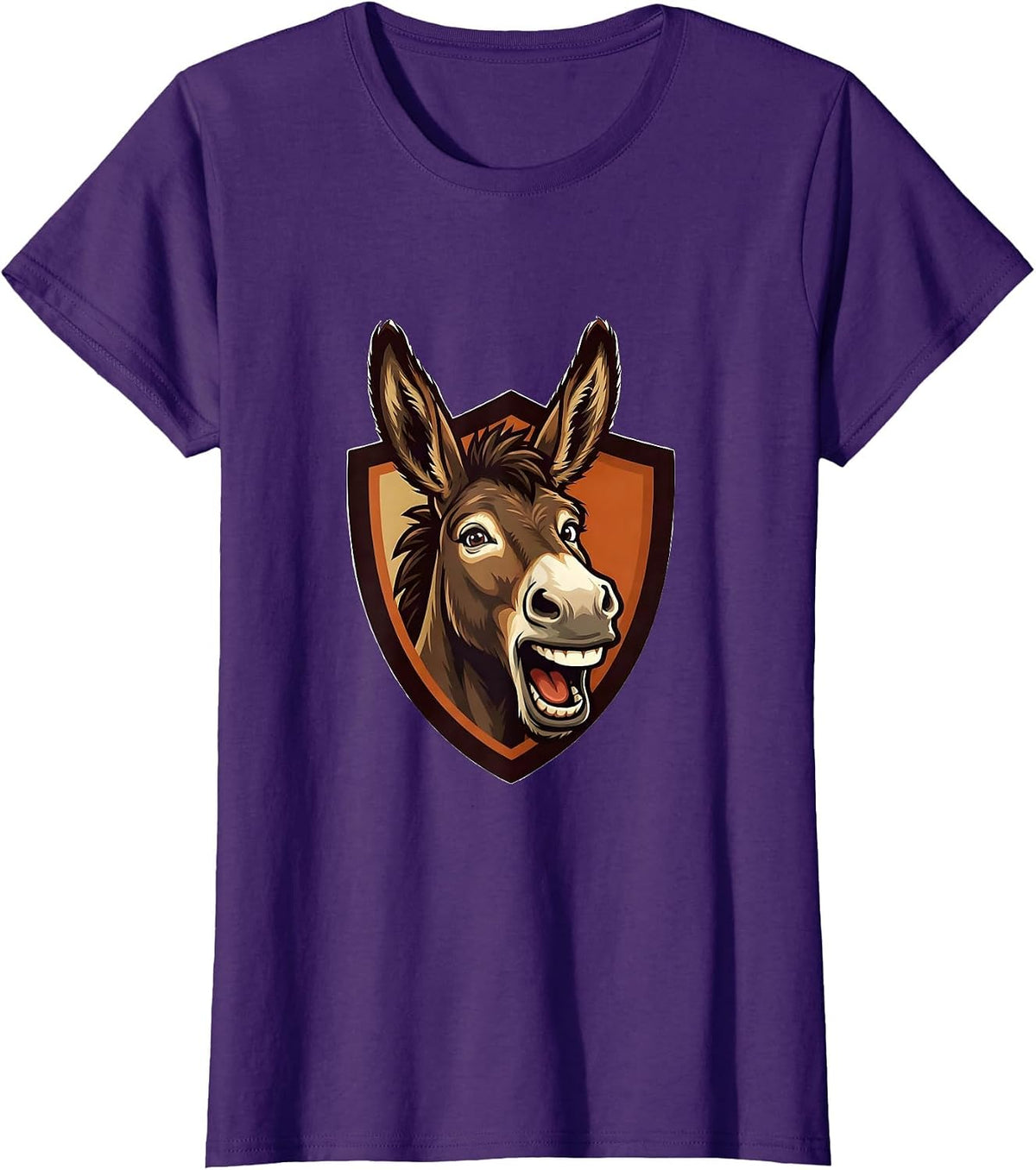 Women's Donkey Mascot Badge Funny Halloween Costume Novelty T-Shirt - Purple