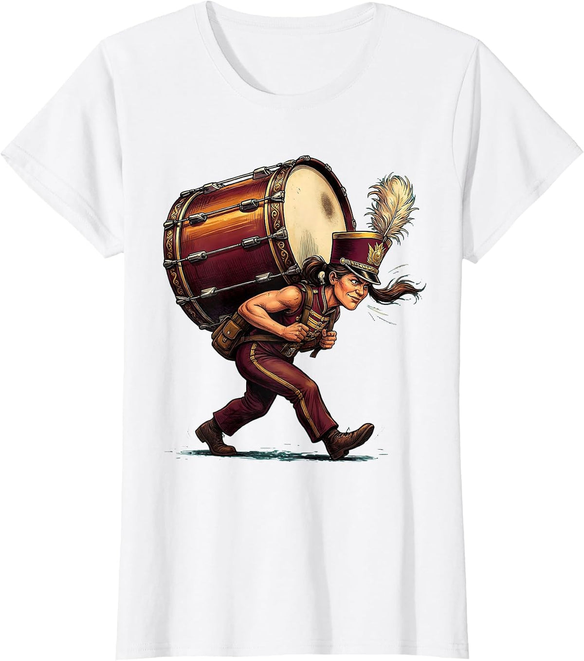 Band Mom Bass Drum Carrier Graphic T-Shirt - White