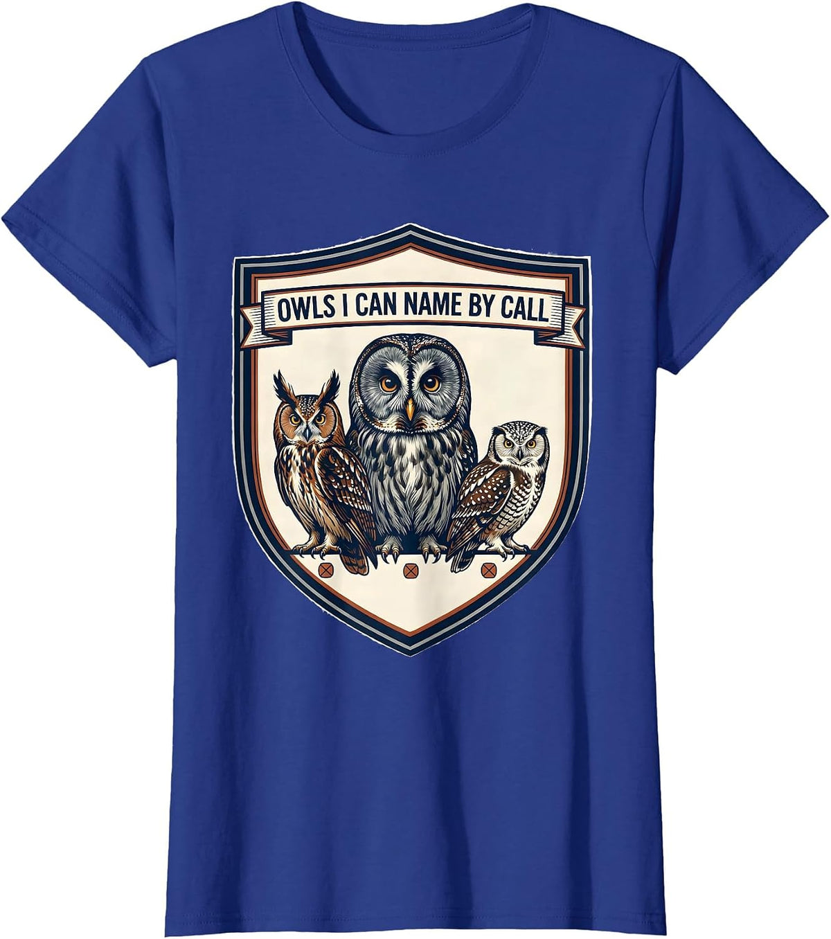 Women's Owls I Can Name By Call Vintage Owl Lover Birdwatcher Humor T-Shirt - Royal Blue