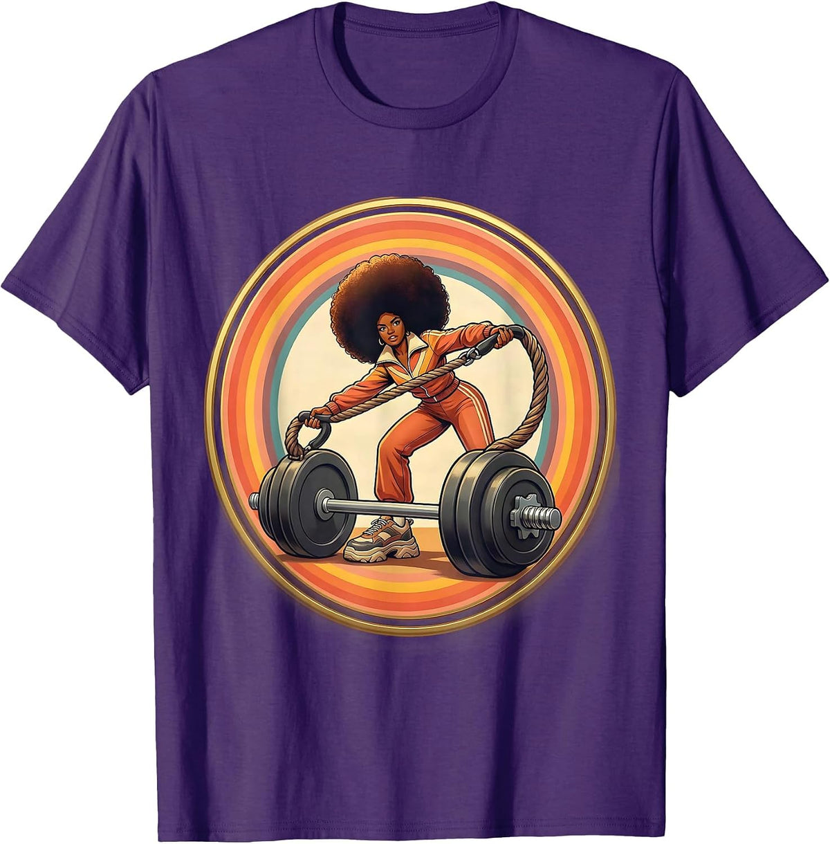 Tiny Gym Lover Walking Giant Dumbbell On Leash T-Shirt - Purple