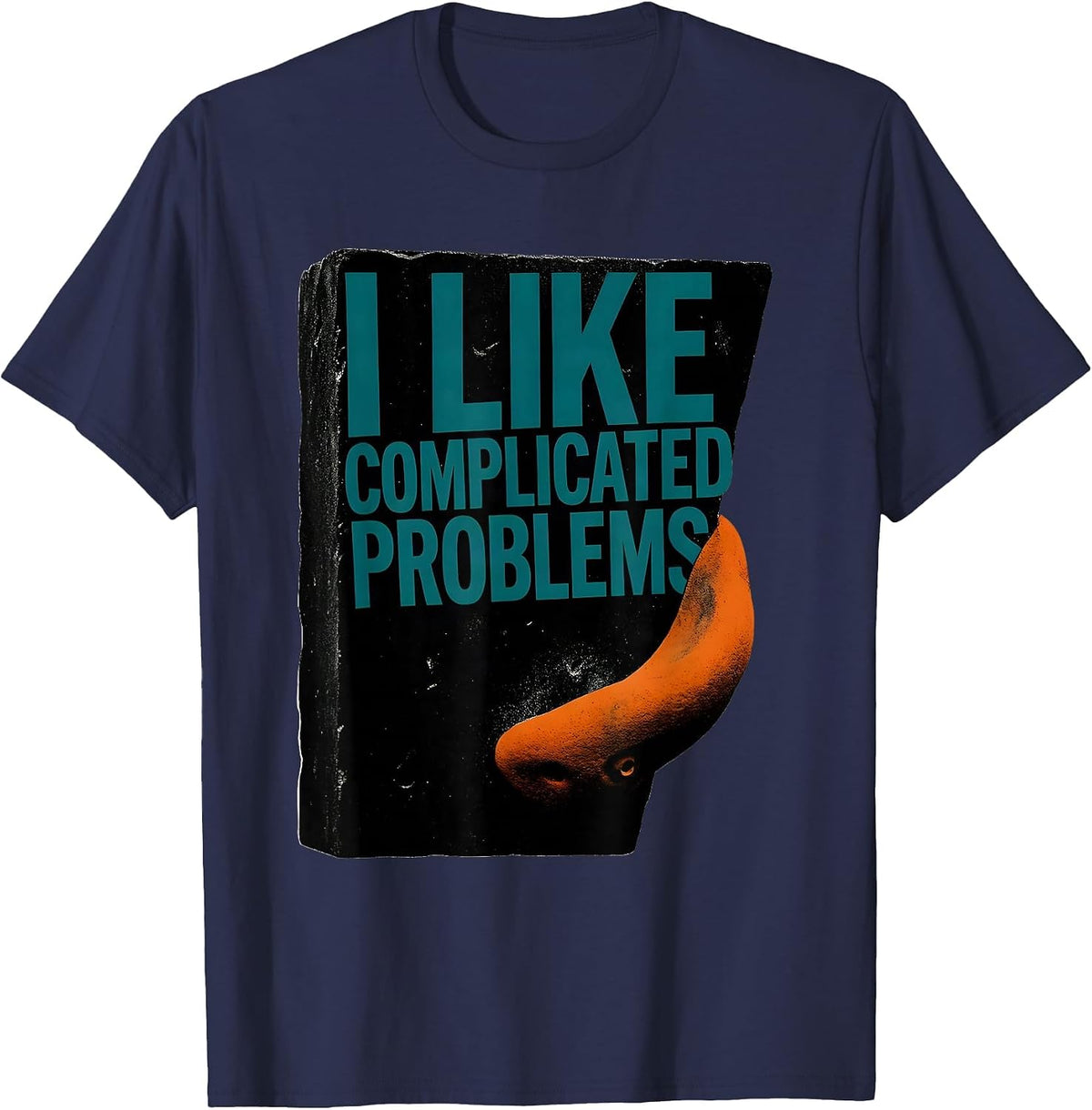 I Like Complicated Problems Funny Rock Climbing Bouldering T-Shirt - Navy Blue