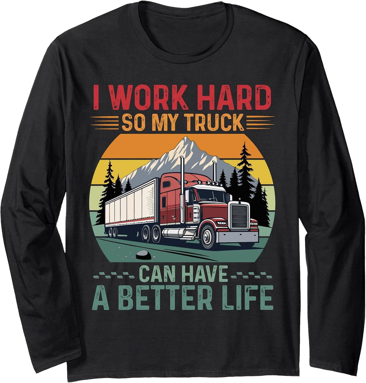 Vintage CDL Trucker Design for Men Dad Semi Truck Driver CDL Long Sleeve T-Shirt - Adult Unisex Black
