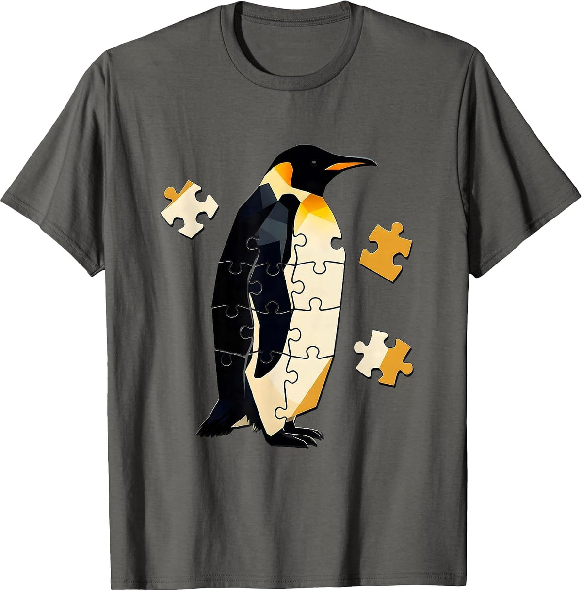 Men's Angular Penguin Silhouette Funny Penguin Lover Gift T-Shirt - Asphalt Grey