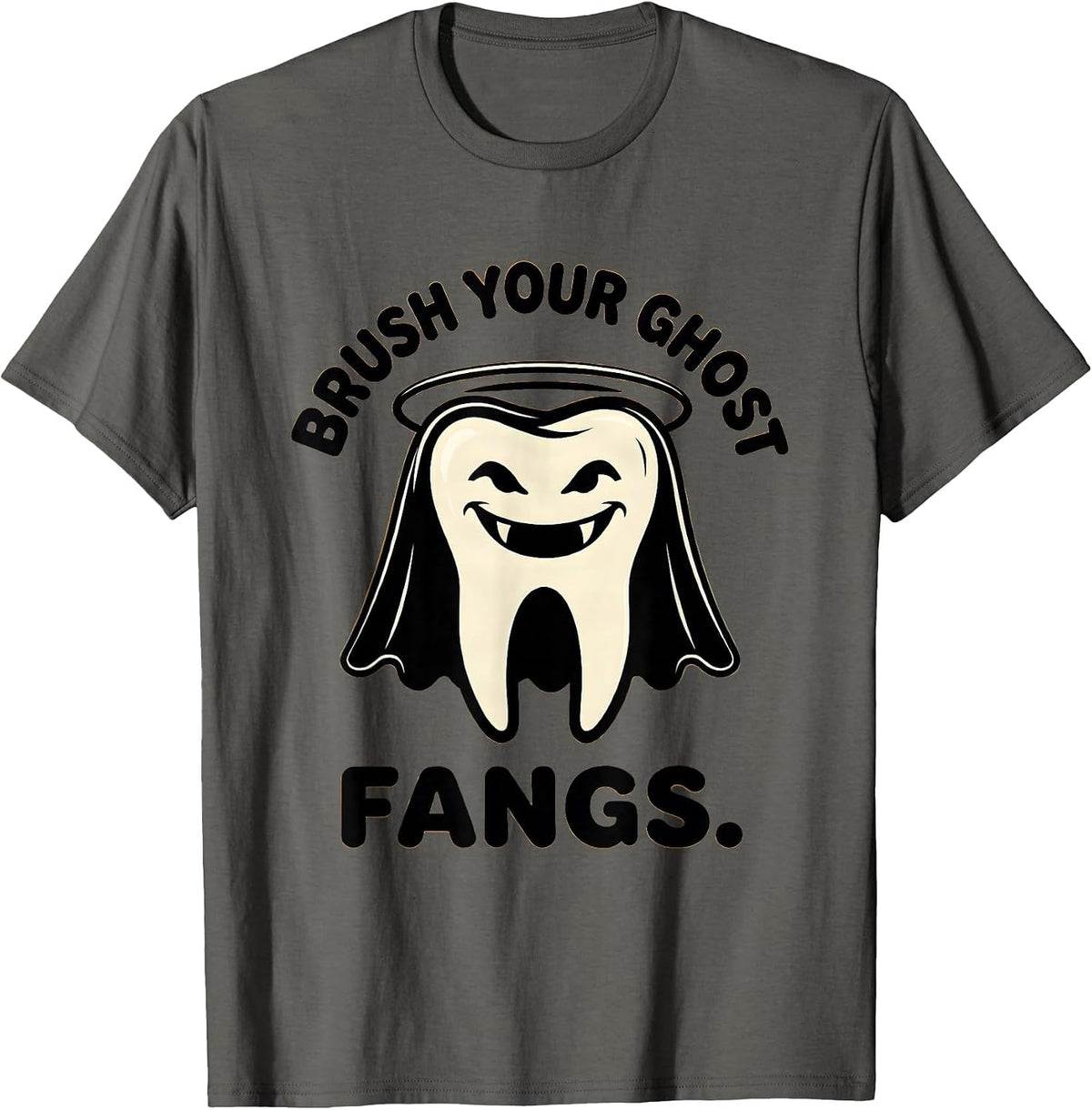 Men's Brush Your Ghost Fangs Funny Dental Hygienist Halloween T-Shirt - Asphalt Grey