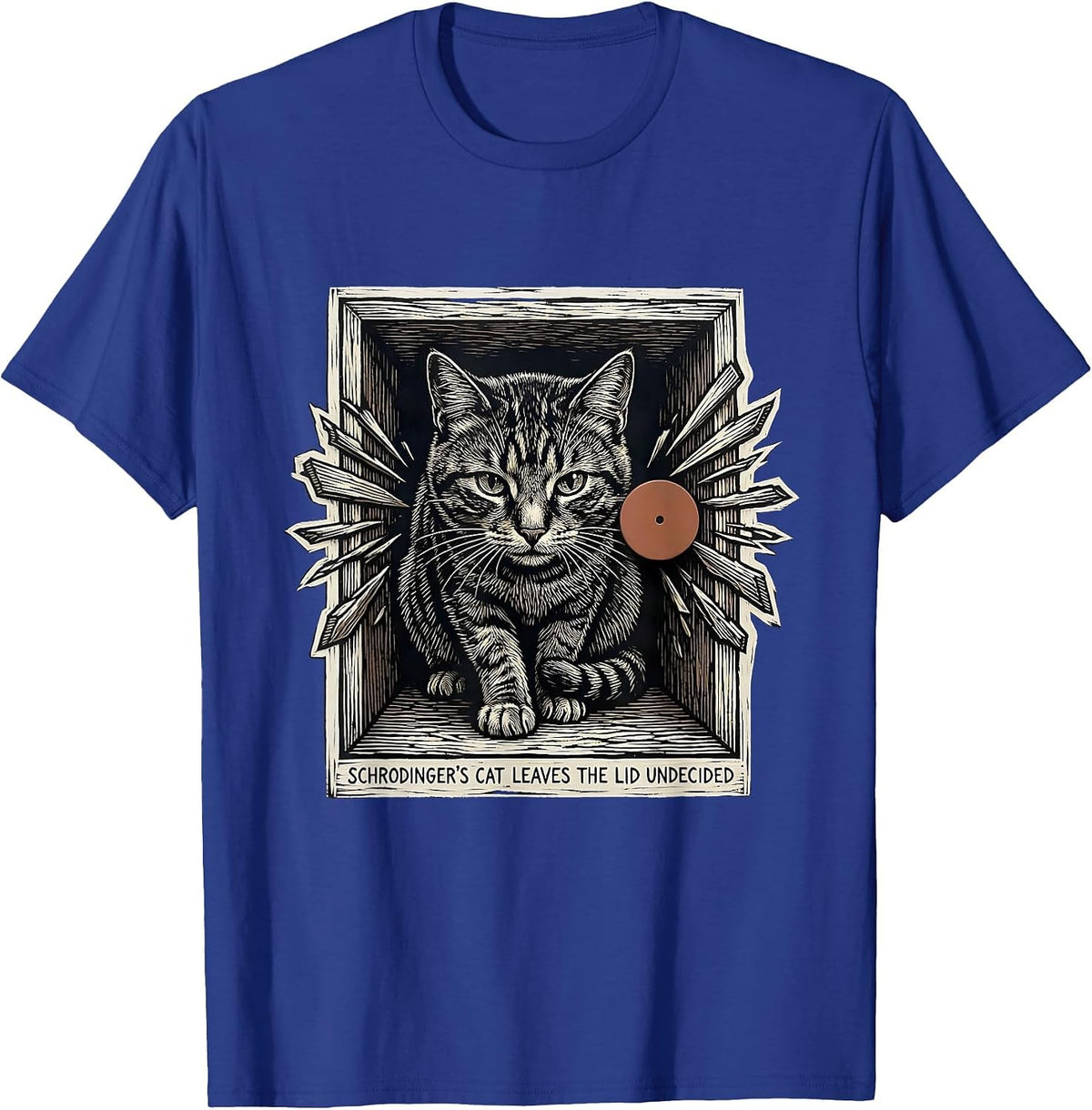 Schrodinger's Cat Leaves The Lid Undecided Physics Geek T-Shirt - Royal Blue