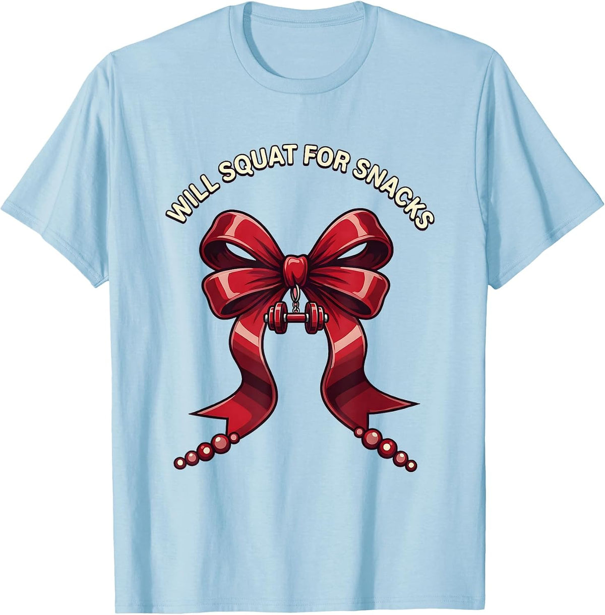 Men's Will Squat For Snacks Funny Gym Design T-Shirt - Baby Blue
