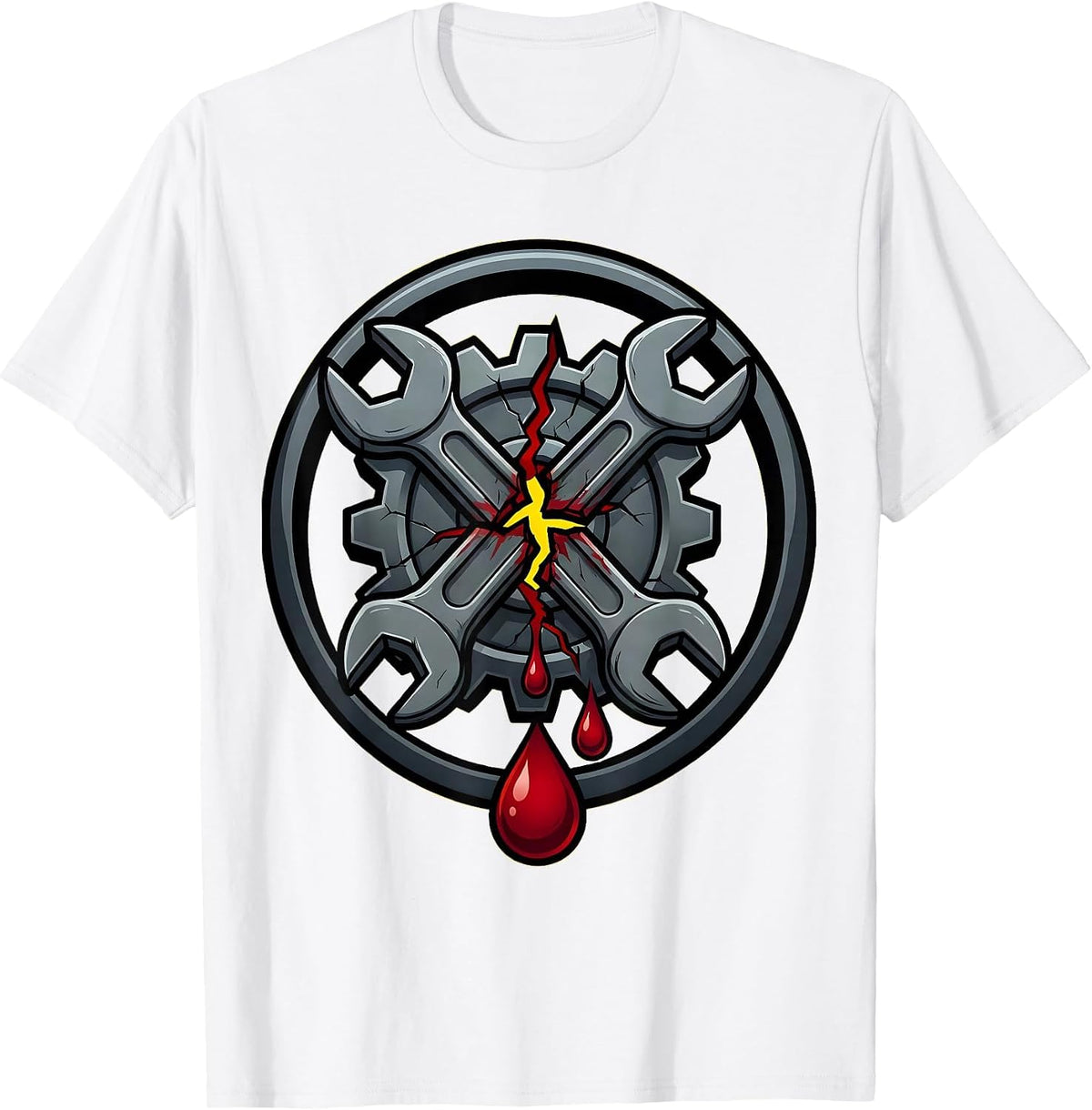 Men's Bloody Wrench Cracked Gear Problem Solved T-Shirt - White