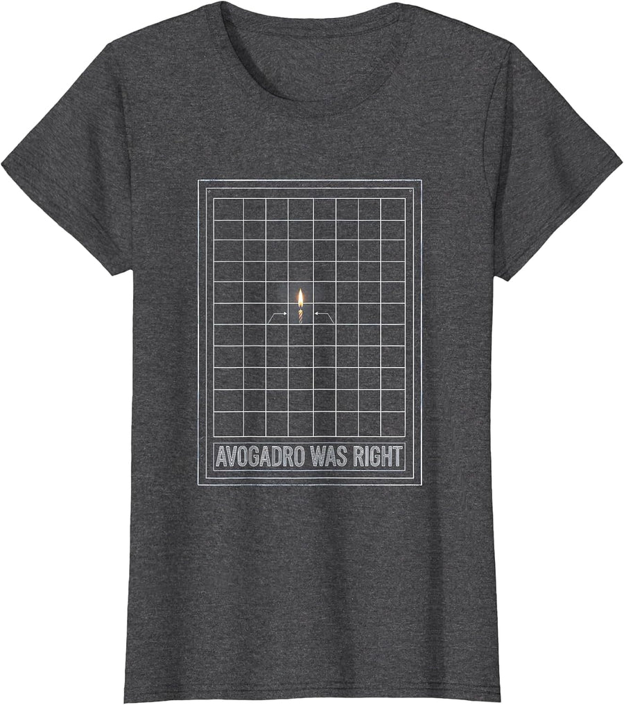 Women's Avogadro Was Right Technical Blueprint Mole Day Chemistry T-Shirt - Dark Heather Grey