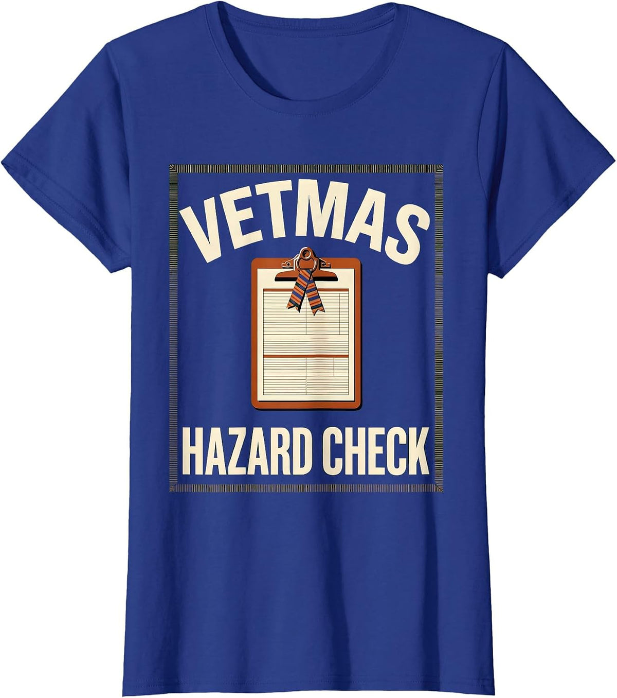 Women's Vetmas Hazard Check Funny Veterinarian Christmas Vet Tech T-Shirt - Royal Blue