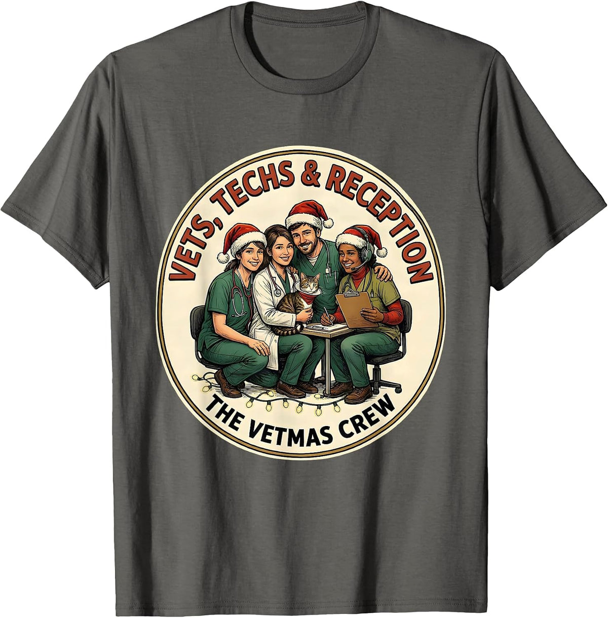 Vets, Techs & Reception: The Vetmas Crew Veterinary T-Shirt - Asphalt Grey