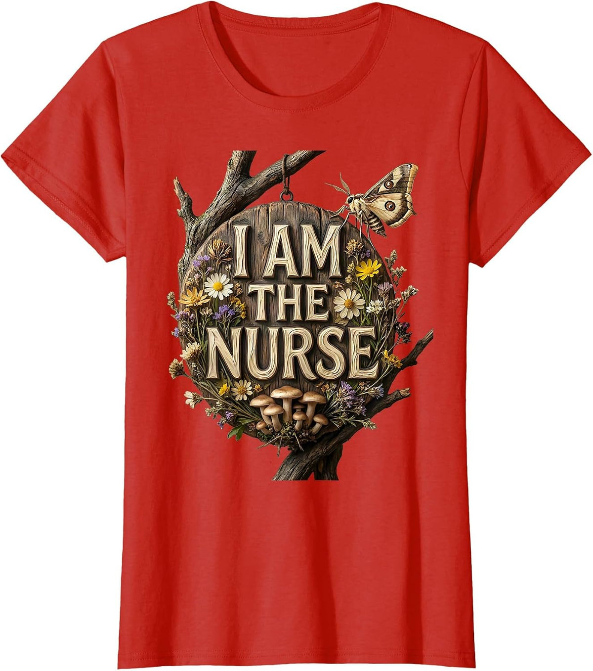 I Am The Nurse Bold Graphic Design T-Shirt - Red