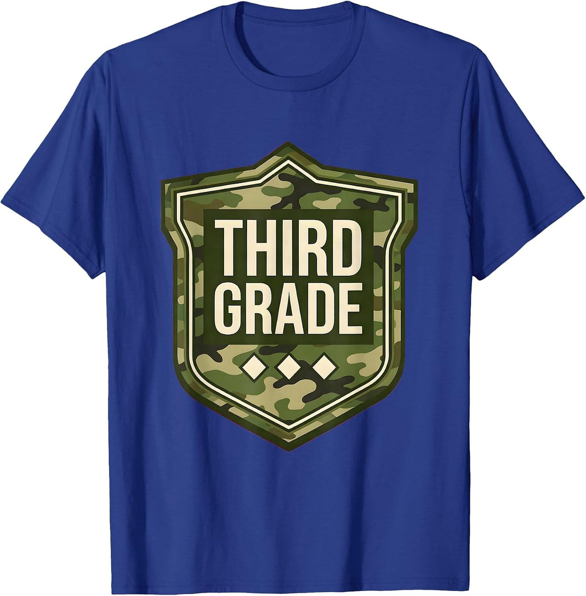 Men's Third Grade Camo Back To School Boys Grade Badge T-Shirt - Royal Blue