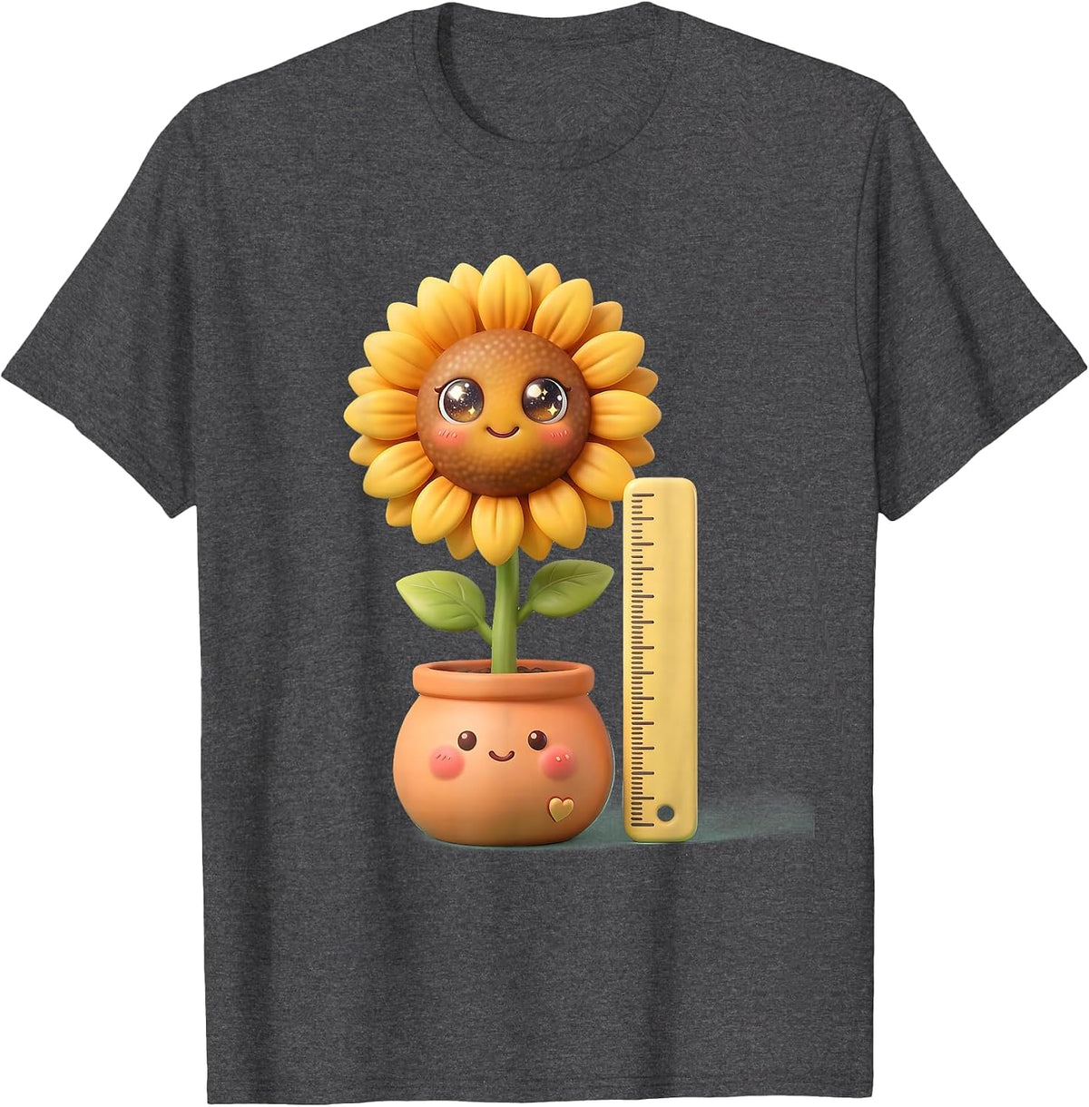 Men's Preschool Teacher Sunflower Growth Illustration T-Shirt - Dark Heather Grey
