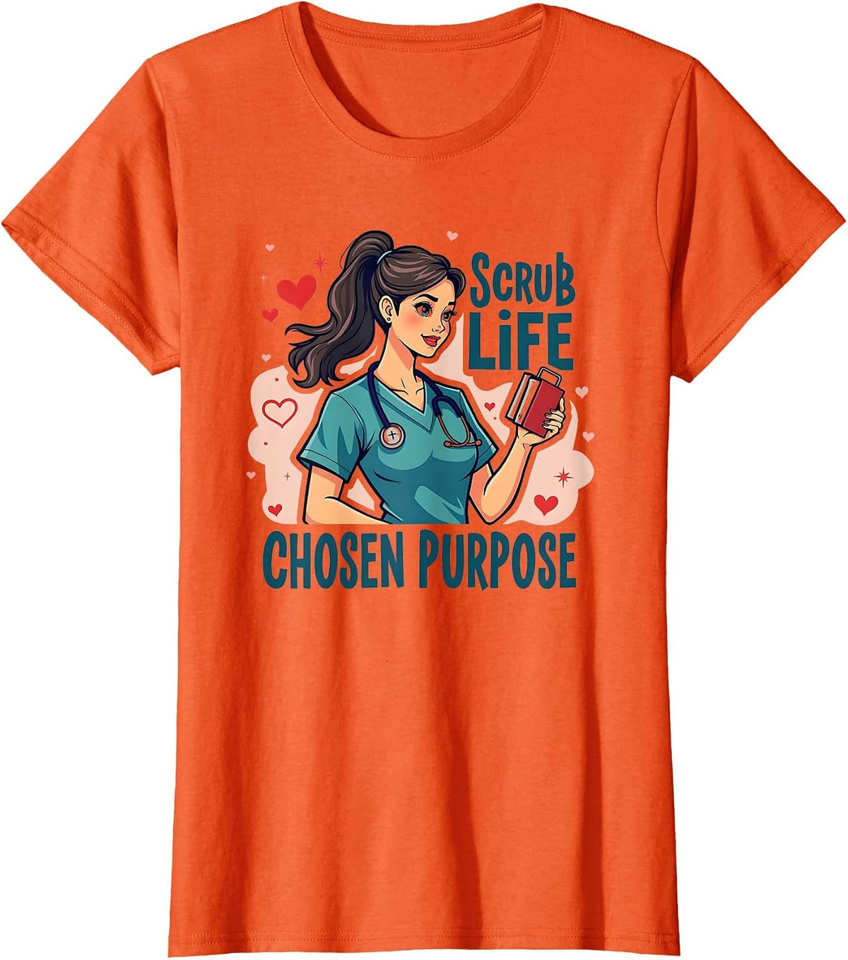 Scrub Life Chosen Purpose Hospice Nurse Design T-Shirt - Orange