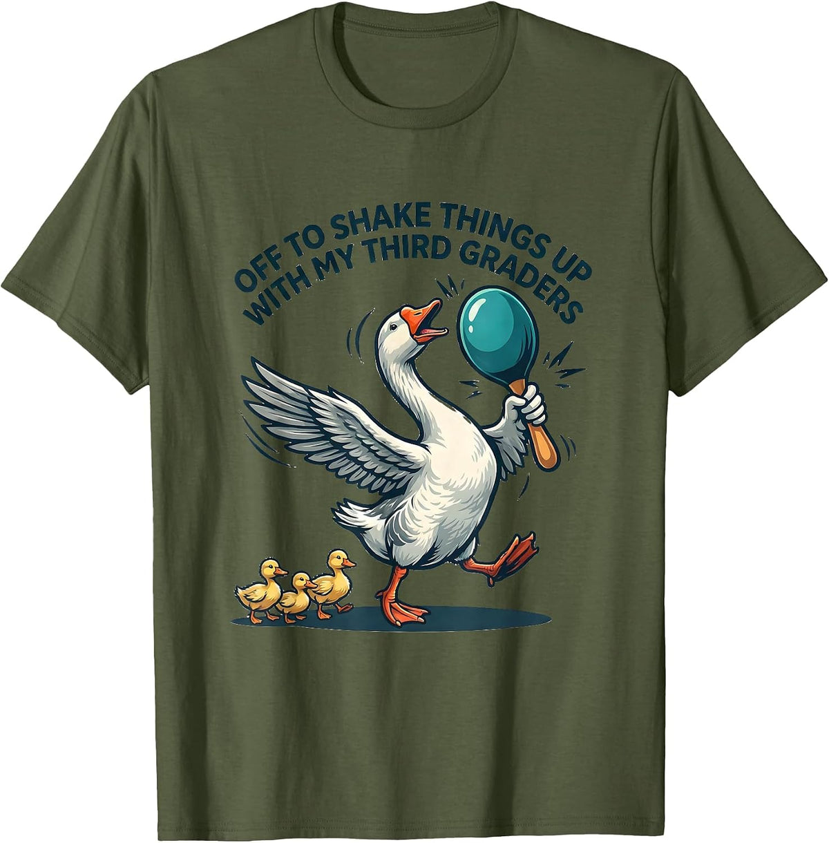 Men's Off To Shake Things Up With My Third Graders Teacher T-Shirt - Olive Green