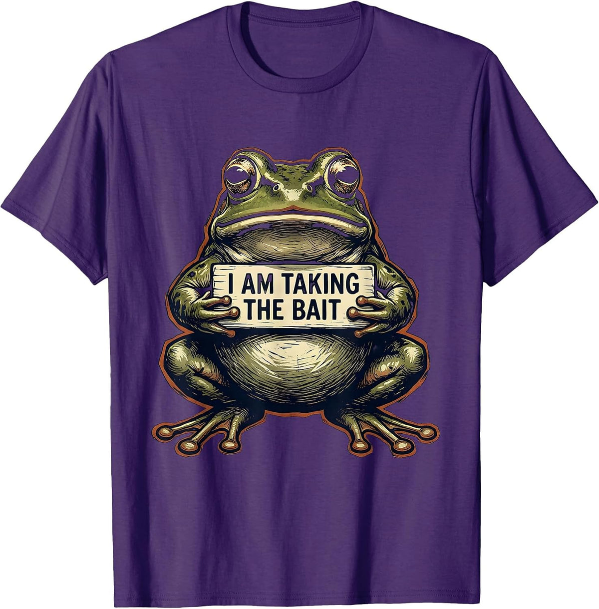 I Am Taking The Bait Funny Frog Meme Amphibian Lover Humor T-Shirt - Purple
