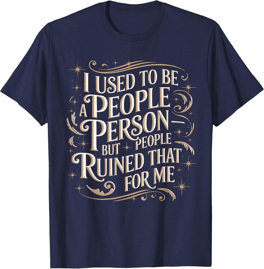 Sarcastic People Person Saying Vintage Graphic T-Shirt - Navy Blue